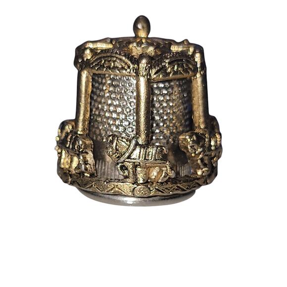 Thimble Pewter Spinning Horse Carousel Signed Nicholas Gish 9 Made In Spain T-4 - Picture 3 of 5